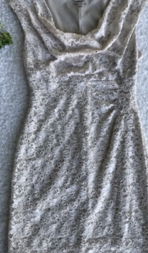 Dress Barn cream sequin cocktail dress